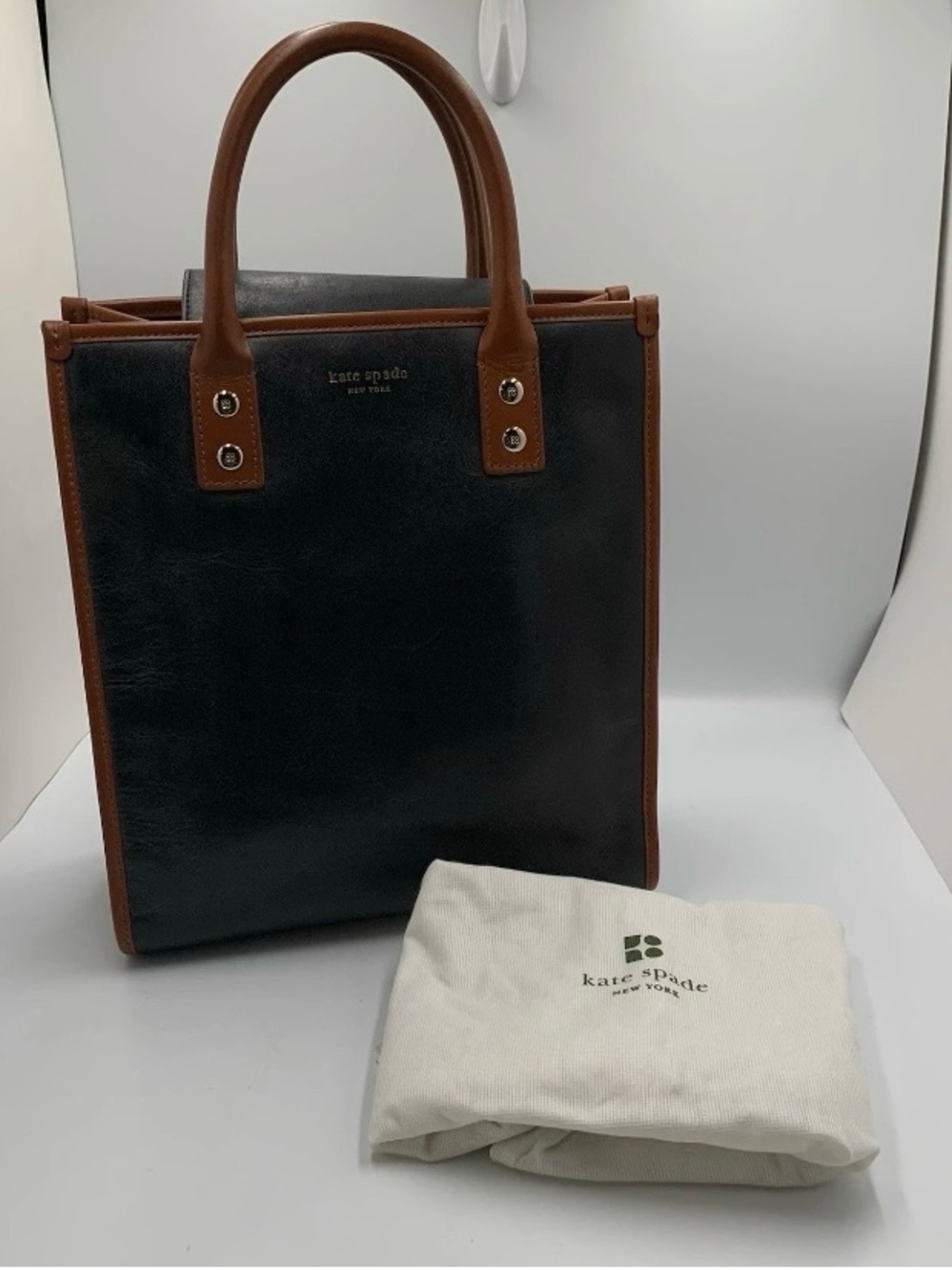 kate spade Black and Brown Leather Messenger Tote